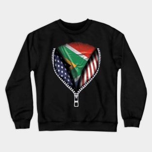 South African Flag  South Africa Flag American Flag Zip Down - Gift for South African From South Africa Crewneck Sweatshirt